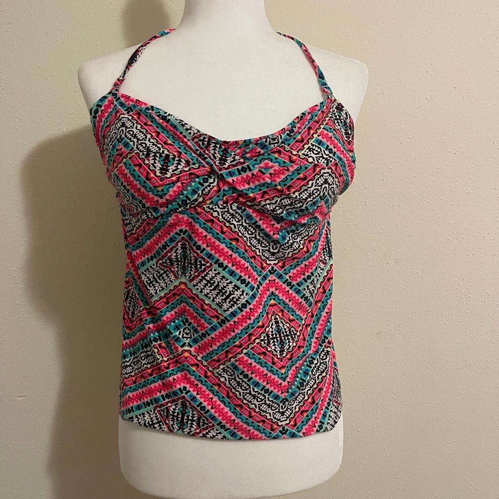 catalina wide strap swimwear Swim Tankini Top 10 Turquoise Blue Paisl
